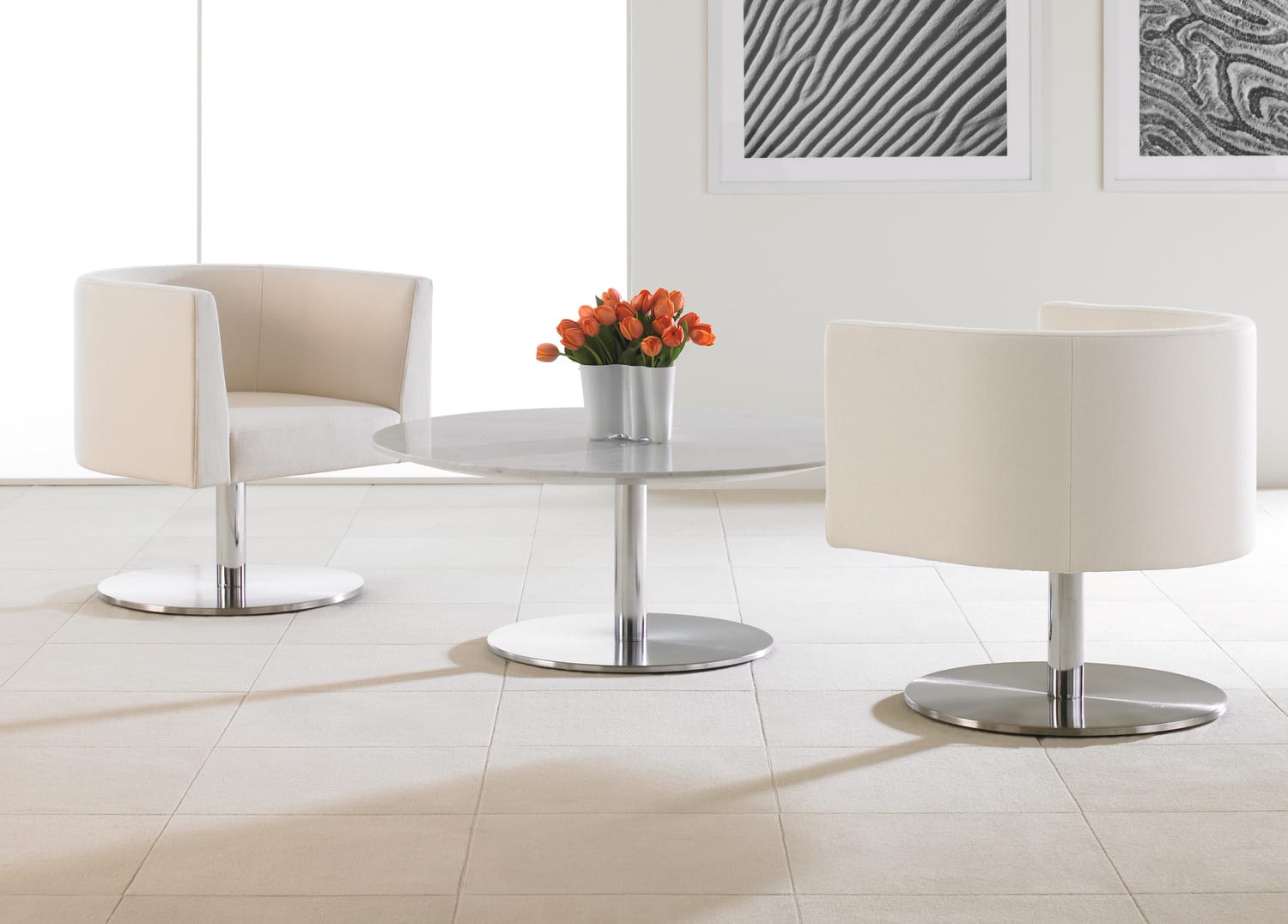 Low-Vignette-Lounge-Seating-3-4-View-Swivel-Chair-Round-Marble-Coffee-Table